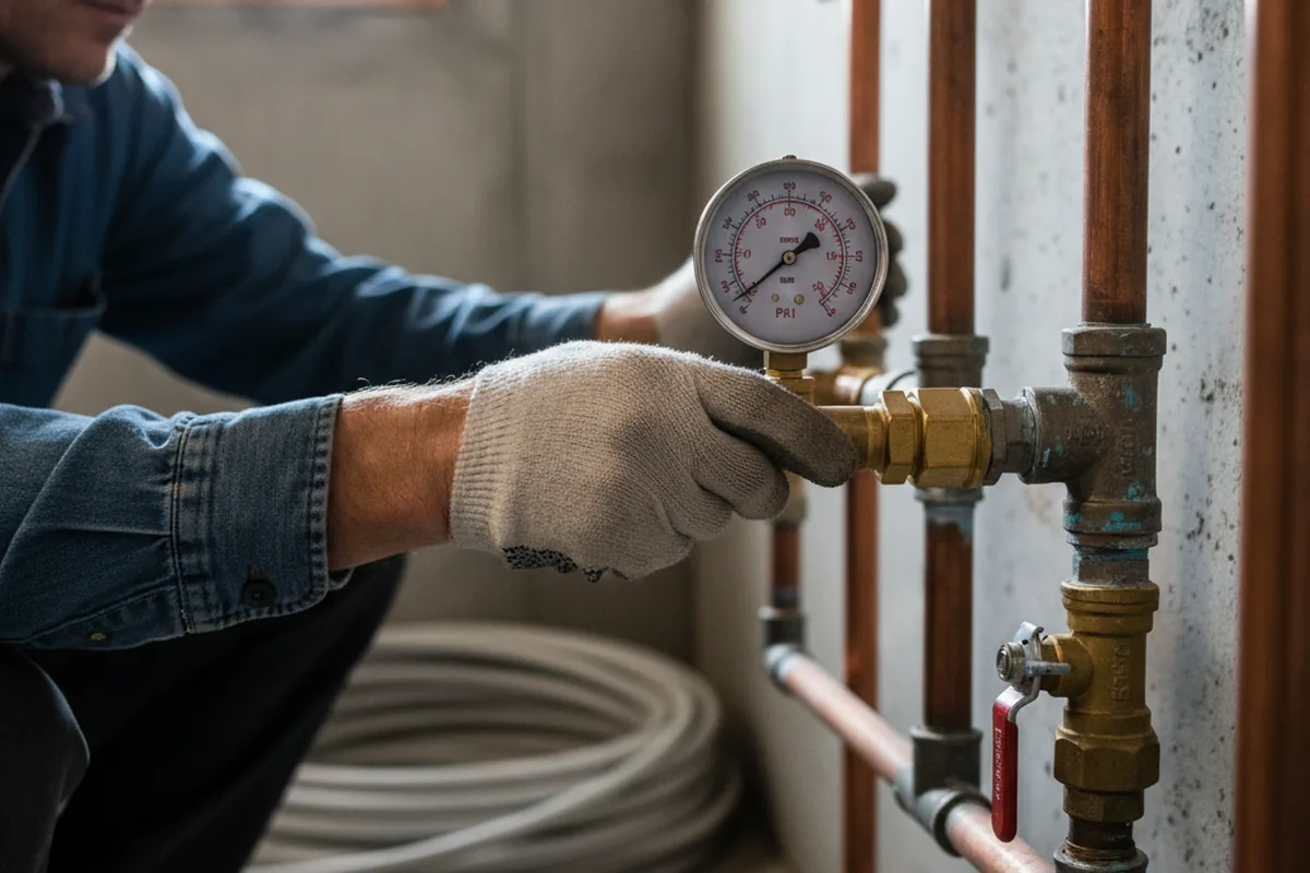 Pressure testing a repaired line during Water Line Repair in Gaylordsville